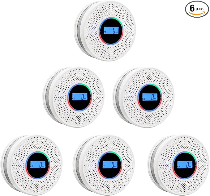 Smoke Detector Carbon Monoxide Detector Combo with Digital Display and Sound Light Alarm, 2-in-1 Smoke & CO Alarm with Battery Operated for Home, Travel or RV