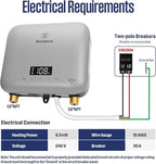 Westinghouse 6.5kW 240V Tankless Water Heater Electric,Wi-Fi Enabled, APOLO Mini-6.5k，Instant Hot Water Heater, Gray