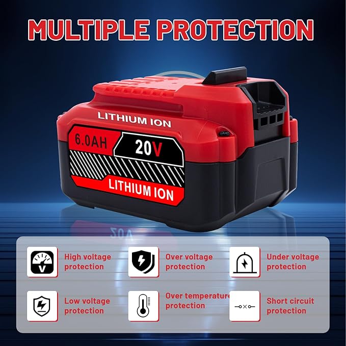 Upgrade 2-Pack 6.0Ah Batteries Replacement for Craftsman 20V Battery Compatible with Craftsman CMCB205 CMCB204 CMCB206 CMCB202 CMCB201 20V Cordless Power Tools