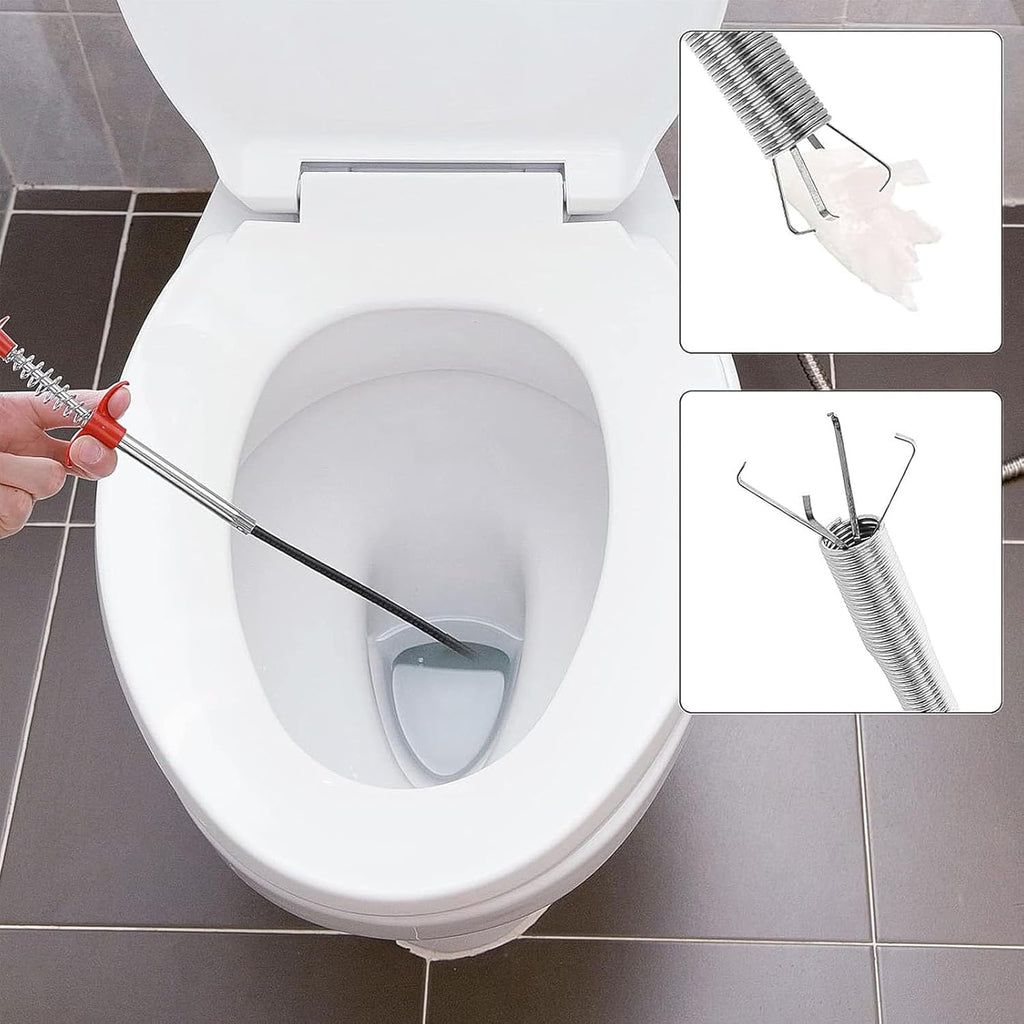 76 Inch Drain Snake with Flexible Grabber Claw - Flexible Grabber Tool for Hair Clogs, Plumbing Auger for Sink, Tub, and Pipe Clog Remover