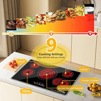36 Inch Electric Cooktop, 5 Burner Electric Stove Top with 9 Power Levels, Touch Control, Timer, Child Lock and Residual Heat Warning, 9200W, 220-240V for Hard Wire