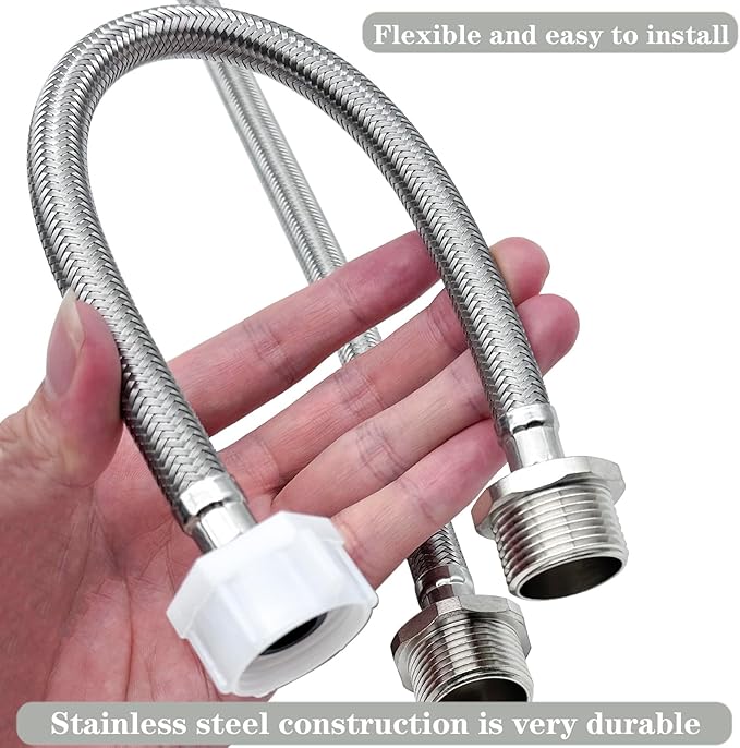 12 Inches Hose Extension - 7/8 Male to 7/8 Female Ballcock,Connector to Toilet Tank,Stops Leaks & Fits Bidet Sprayer/Tank Adapter,Compatible With TOTO Series Washlet