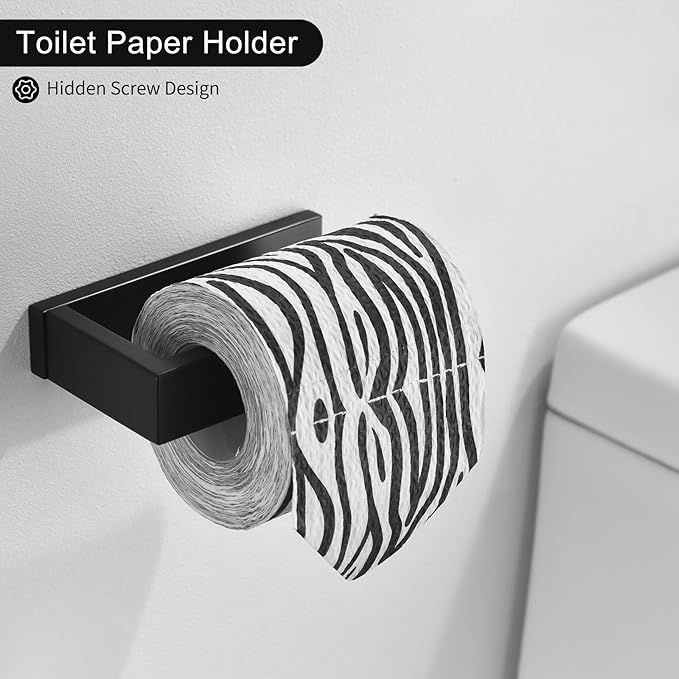 TNOMS Black Towel Bar Set, 4-Pieces Bathroom Hardware Set Modern Bathroom Towel Holder Set SUS304 Stainless Steel Wall Mounted Towel Rack Set,23.6 Inch