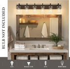 Emliviar 44.7 Inch Large Vanity Light for Bathroom, 6 Light Farmhouse Sconces Wall Lighting Over Mirror with Clear Glass, Oil Rubbed Bronze Finish, YCE237B-6W ORB