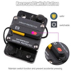 E9 30 Amp Circuit Breaker with Recessed Switch Design | Waterpoof IP67 Protection DC 12V-72V 30A Manual Reset UL Surface Mount