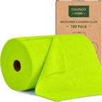 Roll of Microfiber Cleaning Cloth –100 Pack, Tear Away Microfiber Towels, Reusable, Washable, Scratch-Free, Cleaning Supplies,Kitchen Towels for Car, Home, Kitchen, Dishes(Neon Green)