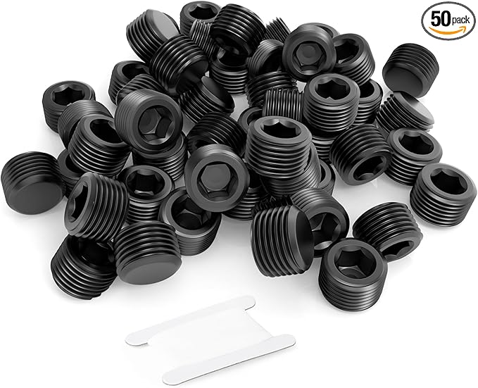 GASHER 50Pcs 3/8" NPT Carbon Steel Pipe Plug Fitting Internal Hex Thread Socket Pipe Plug