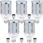 80W LED Corn Light Bulb(5 Pack),(800 Watt Equivalent) Fanless E26/E39 Medium/Large Mogul Base LED Cob Lamp 5000K Daylight 11,600LM for Outdoor Indoor Garage Warehouse Factory Workshop Street Backyard