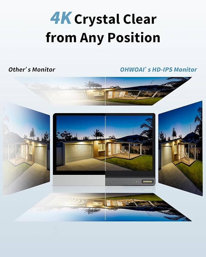 《4K Ultra HD & All-in-One Monitor》Wired Outdoor Security Camera System, POE Cameras for Home Security, NVR Video Surveillance Systems with Motion Detection