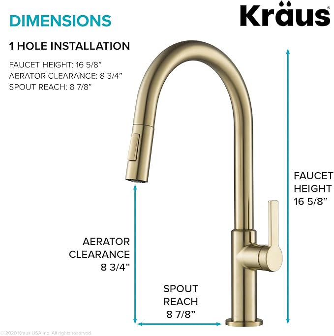 KRAUS Oletto Single Handle Pull Down Kitchen Faucet in Spot Free Antique Champagne Bronze, KPF-2820SFACB