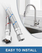 ALEASHA 24'' Long Faucet Connector, Stainless Steel Braided cUPC Faucet Supply Lines G1/2" FIP x 3/8" Compression Sink Hose Attachment Toilet Water Hose Replacement Parts 2 PCS