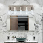 5-Light Bathroom Light Fixtures, Modern Led Vanity Lights 40W 6000K (Non-dimmable) Brushed Nickel Vanity Lights Bathroom Fixture. for Bathroom, Bedroom, Living Room…