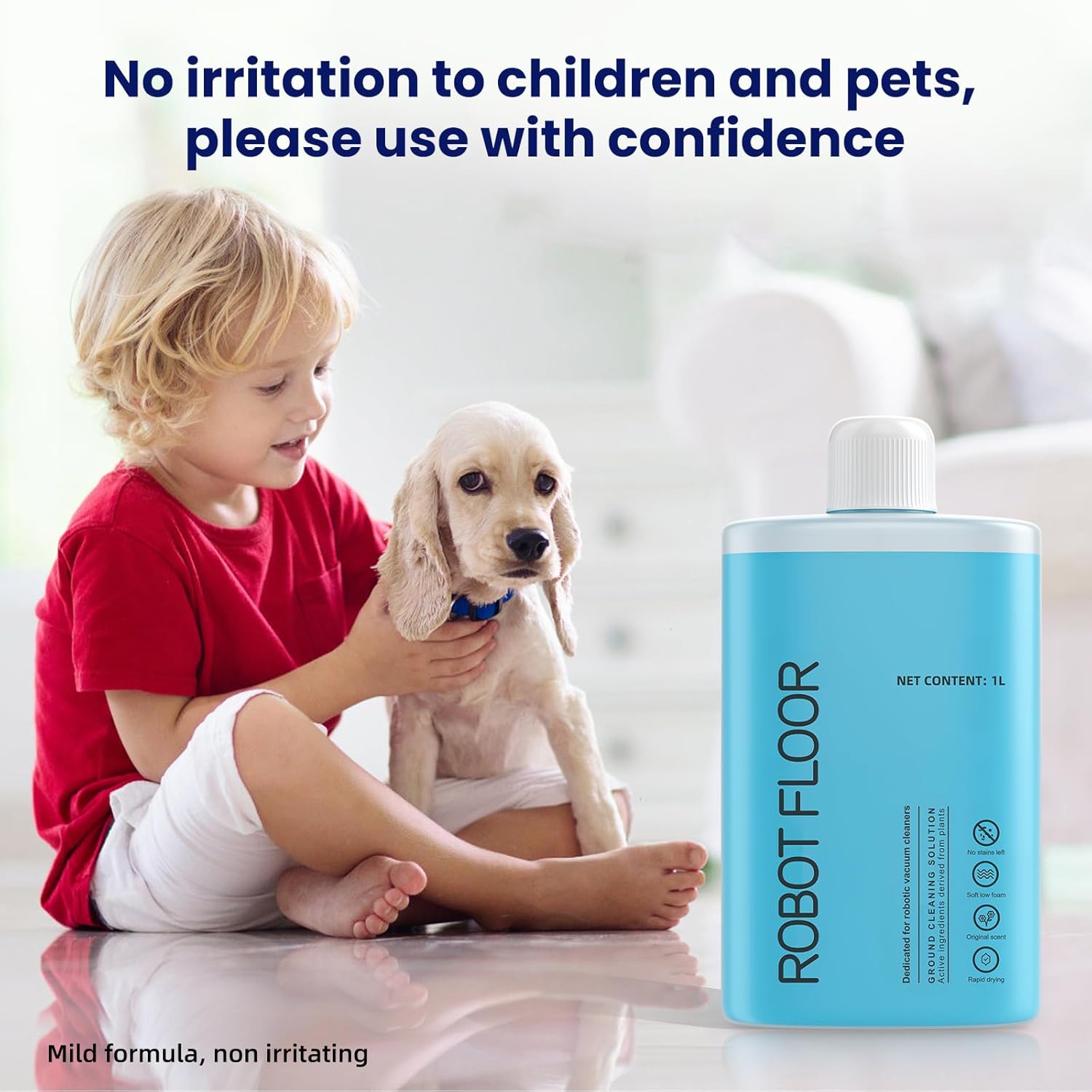 Floor Cleaning Solution, 1000 ml Original Flavor Compatible with Roborock Cleaning Solution, Residue & Streak Free, Suitable for All Robot Vacuum Cleaners and Wireless Wet Dry Dual-Use Vacuum Cleaners