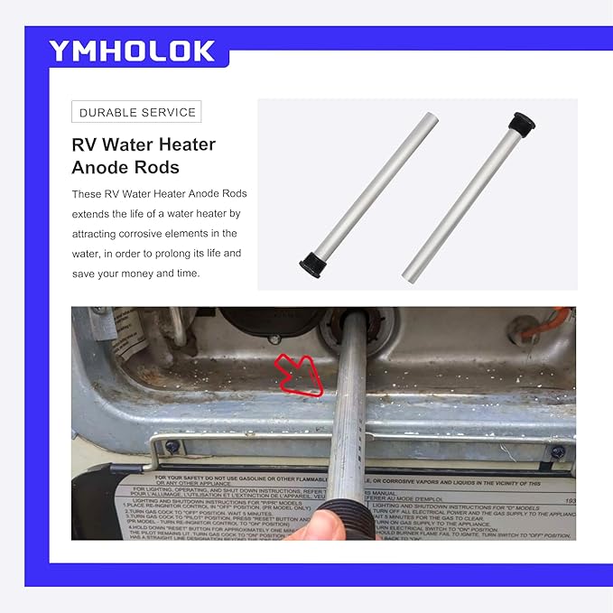 2PC RV Water Heater Anode Rods, 9.25" x 3/4" NPT Magnesium Anode Rod Fit for RV Water Heater, for Suburban & Mor-Flo Camper RV Water Heater