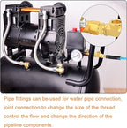 GASHER 6PCS 1/4 Inch NPT Brass Pipe Fitting, Ball Valve, Barstock Tee Brass Pipe Fitting and Air Hose Fitings