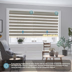 SmartWings Motorized Zebra Shades Work with HomeKit, Alexa, Google Home, 90% Blackout Light Filtering Day Night Sheer Blinds, Privacy Light Control, for Home/Office, Customized, Coffee