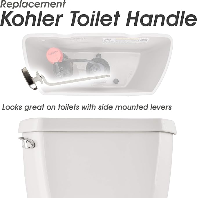 Kohler Toilet Flush Handle Replacement, Fits Side Mount Toilet Tank Lever, Chrome Polished