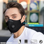 BASE CAMP Upgrade M Plus Dust Mask 2 Pack, Breathable Reusable Dust Face Mask with 6 Activated Carbon Filters for Woodworking Construction Mowing Grinding