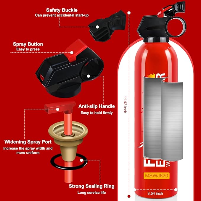 Fire Extinguisher for Home - 6pack Car Fire Extinguisher with Wall Mount, Small A B C K Fire Extinguisher, Water-Based Fire Extinguishers for Car/House/Kitchen/Truck/Marine/Boat/Vehicle/utv/rv