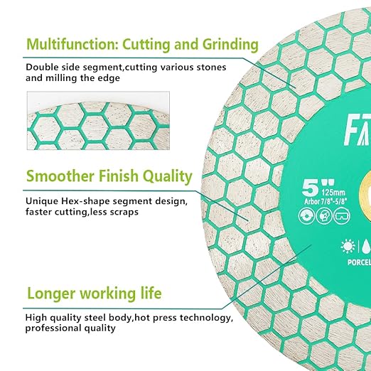 4-1/2" Diamond Tile Saw Blade - FACHLICH 115mm Cutting Wheel for Cutting and Grinding Porcelain Ceramic Tile Marble Artificial Stone
