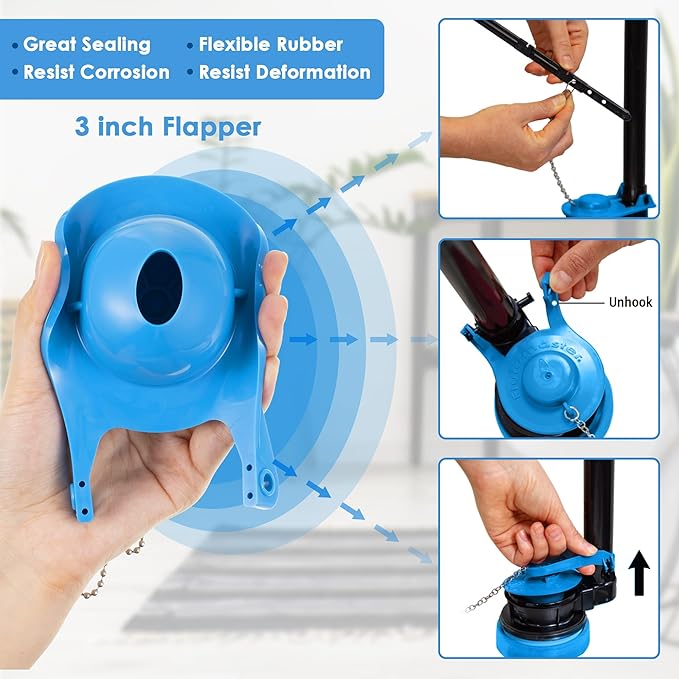 Saillong 2 Set Toilet Float Replacement Kit with 3 Inch Flapper, Universal Toilet Fill Valve Height Adjustabletoilet Tank Replacement Kit, Flush Valve Quiet and Easy to Install