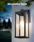 LITFIT 2-Pack Dusk to Dawn Outdoor Wall Light Fixtures, 14'' Die-Casting Aluminum Outside Garage Wall Sconce, Hardwired Porch & Patio Lights, Minimalist Matte Black, Bulbs Not Included