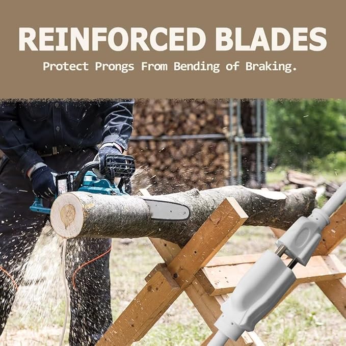 Indoor Outdoor Extension Cord 50 FT Waterproof, 16/3 Gauge Heavy Duty White Extension Cords, 13A 1625W SJTW Extension Cord with 3 Prong Grounded Plug, Great for Tools, Lights, UL Listed.