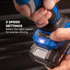Kreg 20V Ionic Drive 1/4" Compact Impact Driver, 20V Blue Ion Charger & Blue Ion 2Ah Battery Pack - Compact, Cordless Driver with 2,200 in-lbs of Torque - 20V Variable Speed - LED Light - KPTBDV025A