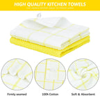 Nialnant 8 Pack Dish Cloths for Washing Dishes, 100% Cotton Reusable Cleaning Rag, Quick Drying Dish Towels for Kitchen,12x12 Inches,Yellow Plaid