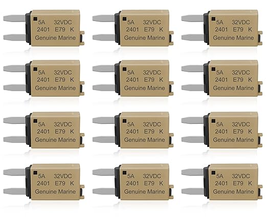 5A Low Profile Mini Fuse Kit– Automotive 5A ATM Manual Reset Circuit Breaker Fuses for Boat, RV, Car, Truck, DC 12V/32V 5 Amp Manual Resettable Blade Assortment Kit with Resettable Fuses