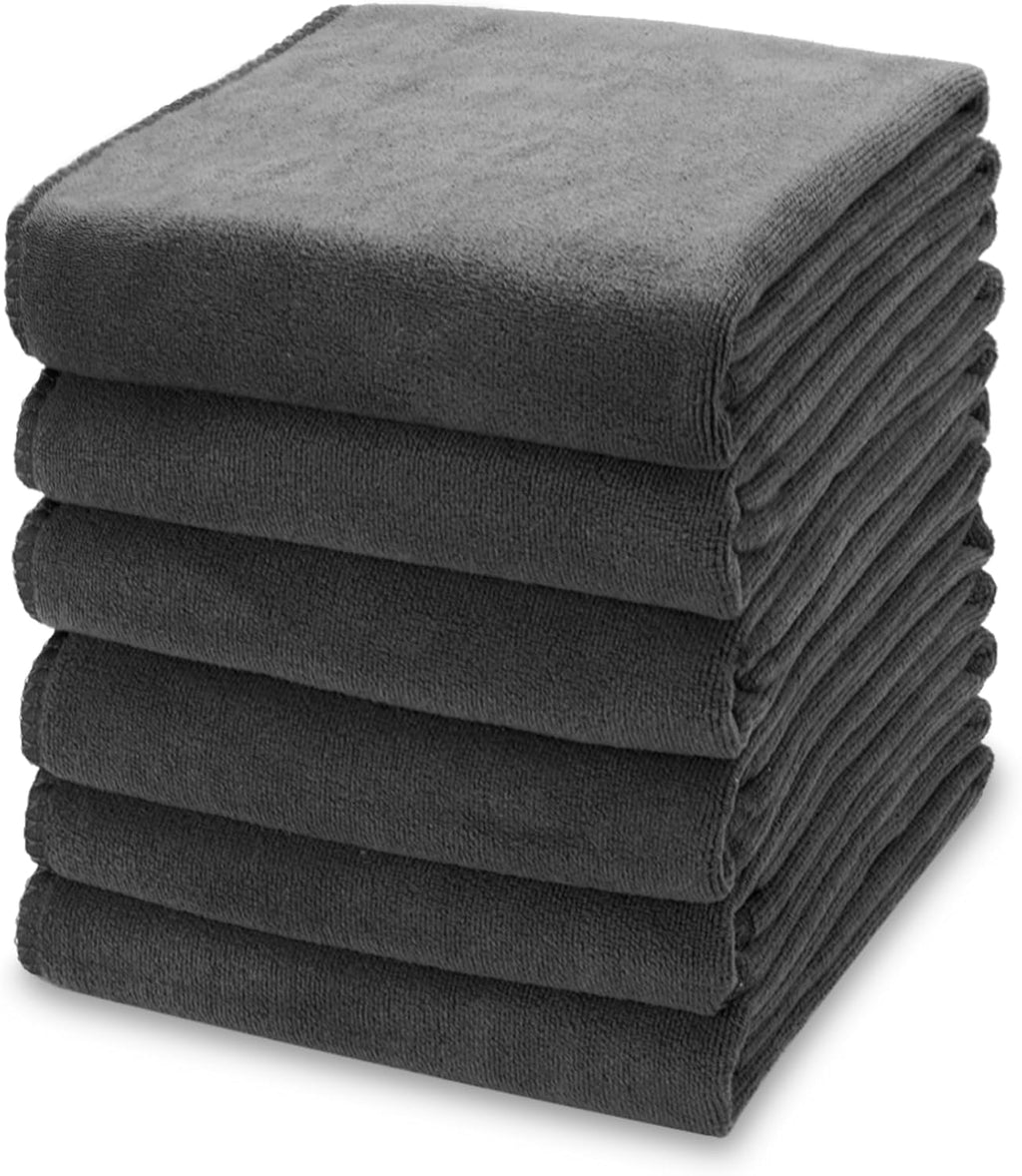 kimteny 13x28 Inches Kitchen Cloth Dish Towels, 400 GSM Premium Dishcloths, Super Absorbent Coral Velvet Microfiber Cleaning Cloths, Fast Drying Rags for Washing Dishes (6 Pack, Dark Grey)