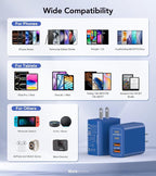 40W USB C Super Fast Charger Cube,2 Pack PD + QC Charging Block Power Adapter 4 Port Wall Mount Plug for iPhone 17 16 15 14 13 12, Motorola, LG, Google Pixel 6a/6 Pro/6/5a/5/4/4A Box Brick (Dark Blue)