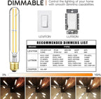 7.3 Inch E26 T10 Led Bulb 60 watt 3000k Soft White Edison Bulbs,6W E26 Long Light Bulb Tubular Light Bulb T10 Bulb T9 for Rustic Pendant,Industrial Pipe,Wall Sconces 6 Pack