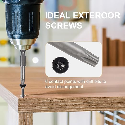 Deck Screws #8X1-1/4’’, T25 Star Torx Drive Flat Head Wood Screws, Black, 5lb