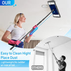 Wall Cleaner Mop with Long Handle, Extra Wall Dust Mop for Washing Walls with 2 Microfiber Reusable Pads,Floor Dry Wet Duster Mops for Wall Washer, Floor,Ceiling Cleaning，Blue