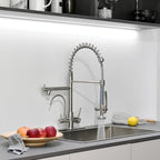 Fapully 3 in 1 Kitchen Faucet with Water Filler and Pull Down Sprayer,Brushed Nickel Commercial Kitchen Sink Faucet with Drinking Water Faucet