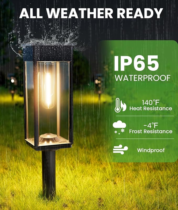 Bright Solar Pathway Lights Outdoor Waterproof IP65, 8 Pack Auto On/Off Solar Outdoor Lights for Path, Yard, Patio, Landscape, Lawn, Walkway, Driveway, Garden Decor Lighting Solar Powered
