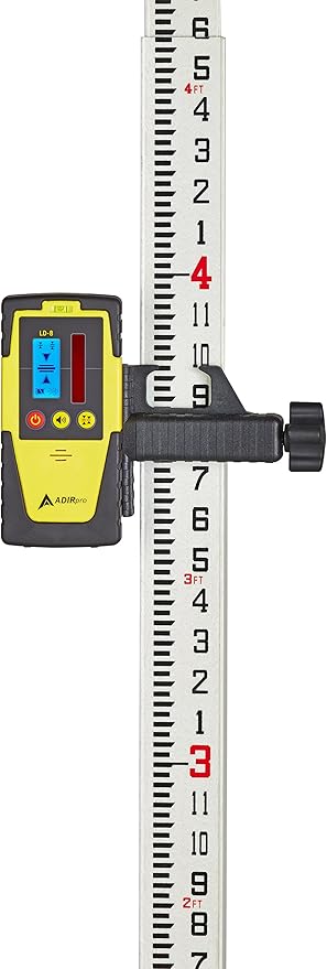 AdirPro 20-Foot Fiberglass Grade Rod - Rectangular Leveling Rod - 8ths, 5 Sections Telescopic with Carrying Case - Ideal for Leveling, Landscaping & Setting Foundation