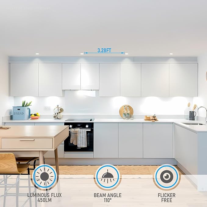 TORCHSTAR 5CCT 3 Inch Slim LED Recessed Lighting with Junction Box, CRI90 Dimmable 6W Ultra-Thin LED Recessed Light, 2700K-5000K Selectable, 450LM Downlight, ETL & Energy Star, Pack of 6