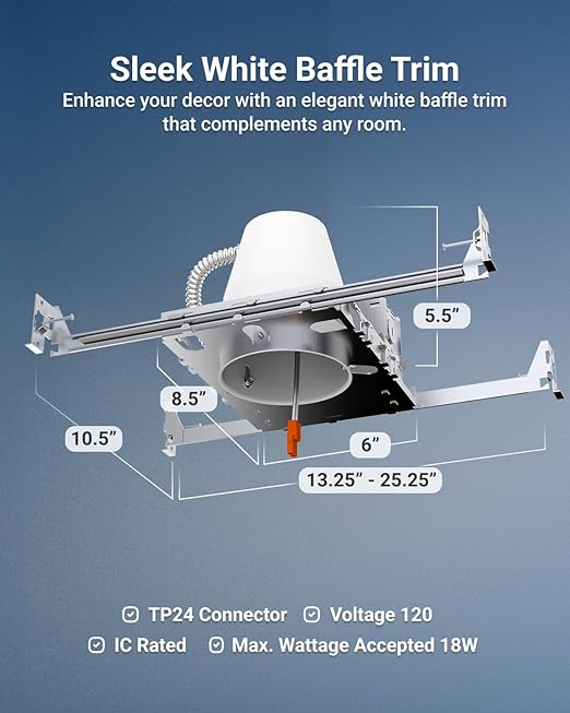 Sunco 10 Pack 4 Inch Can Lights Housing New Construction, Recessed Can Housing for Ceiling, Hard Wired, TP24 Connector, 120-277V, Air Tight Steel, IC Rated, Easy Install UL.