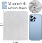 100 Pack Microfiber Glasses Cleaning Cloth, Ultra Soft Eyeglasses Wipe Suede, Washable Cleaner for Lens, Screens, Cameras, Phones, Electronics (7×6 Inch, Gray)