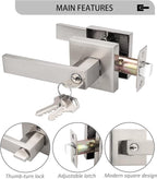 Probrico 2 Pack Interior Bedroom Entrance Door Lever Doorknobs Door Lock One Keyway Entry Keyed Alike Same Key Entrance Lockset in Satin Nickel Each with 3 Keys