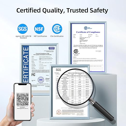 MlZUDO 800GPD Tankless Reverse Osmosis System, Mini 3:1 RO Water Filtration System, 8 Stage&36-Month RO System, NSF/ANSI 42&58&372 Certified Water Filter Under Sink, Smart LED Faucet