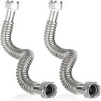 2-Pack GUOFIS Corrugated Flexible Stainless Steel Water Heater Connector,3/4" FIP x 3/4" FIP Hose for Water Heater/Water Softener(12-Inch)(HOSE038)