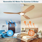 42 inch Ceiling Fans with Lights and Remote,Wood Ceiling Fan with Lights,6 Speed DC Motor Modern Ceiling Fan with Light, Indoor Outdoor for Patio,Living Room,Bedroom