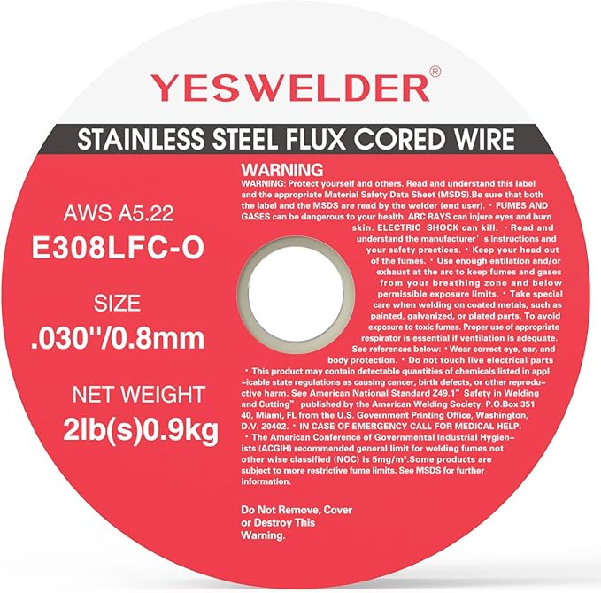 YESWELDER Stainless Steel Flux Cored MIG Wire, E308LFC-O .030-Diameter, 2-Pound, Strong ABS Plastic Spool Welding Wire