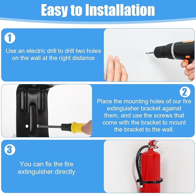 4 Pack Fire Extinguisher Mount Bracket, 5 LB Metal Heavy Duty Wall Mount Holder for Home, Truck, Vehicle, Car, Boat