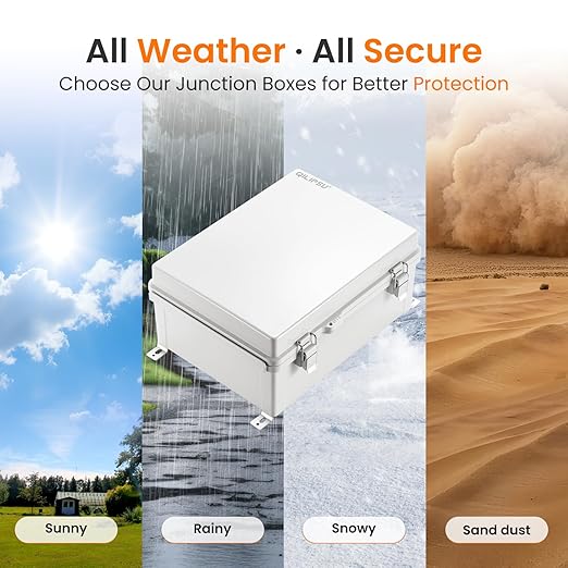 QILIPSU Waterproof Junction Box IP67 Outdoor Plastic Electrical Project Enclosure Weatherproof with Inner Door, Mounting Plate, Wall Brackets, Hinged Grey Cover 14.6"x10.6"x5.9" -D