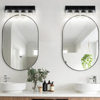 5-Light LED Vanity Light Fixture in Black - Modern Bathroom Lighting, Over Mirror Illumination | Multicolor Temperature 3000K/4000K/6000K | Stylish Bathroom Decor & Energy-Saving 25W Vanity Lighting