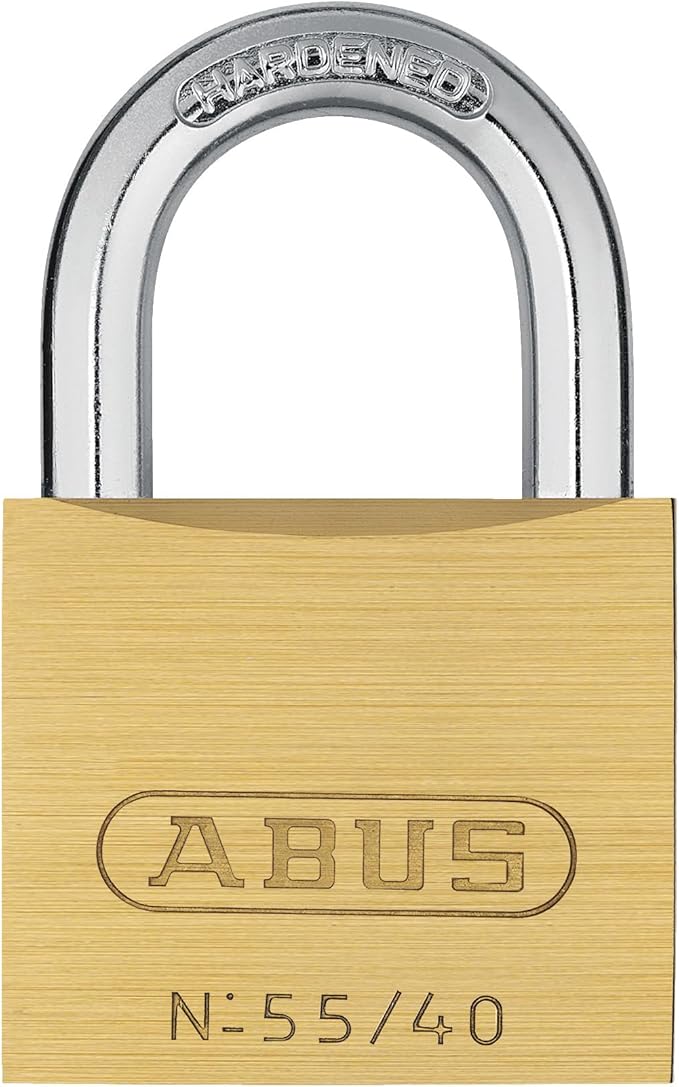 ABUS 55/40 Solid Brass Padlock with 2 Keys for School, Gym, Cabinet 1 1/2in (40mm) Wide, Keyed Alike (Keyed Alike, 1)